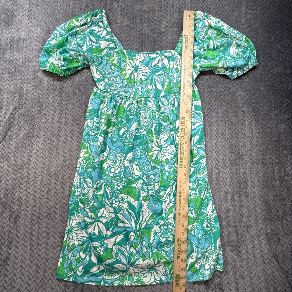 Lilly Pulitzer Delaney Short Sleeve Dress Botanical Green Safari Sangria Women 4 - Picture 11 of 11